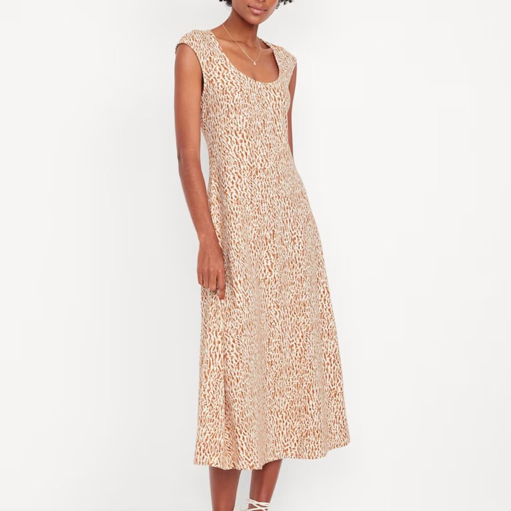 Old Navy Cheetah Print Fit & Flare Midi Dress/NWT/L